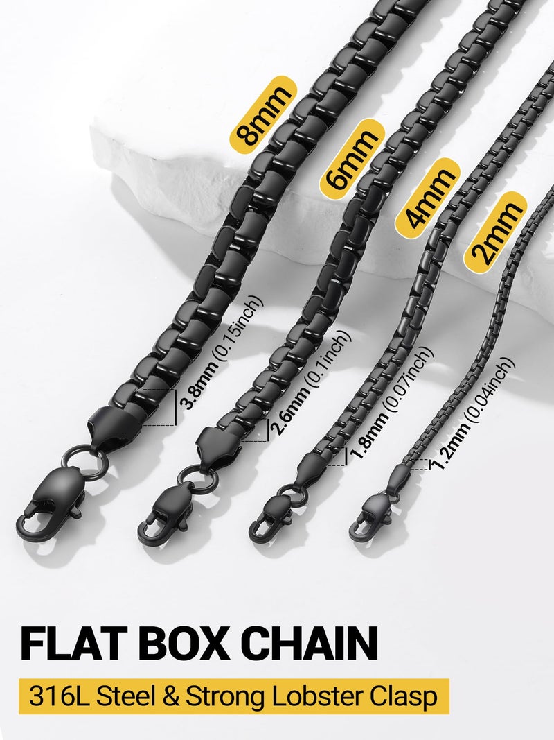 PROSTEEL Black Chain for Men Hip Hop Jewelry Flat Chain 22inch Stainless Steel Necklace - Image 4